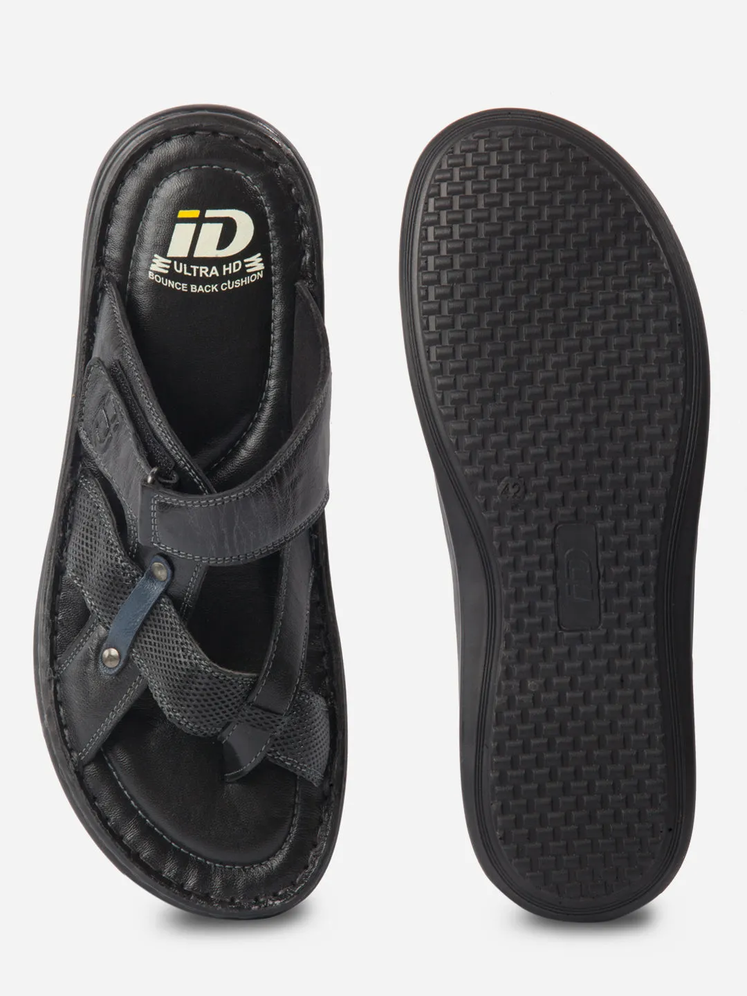 Long Move Modern Edge Men's Black Cross Strap Sandals (ID4151)