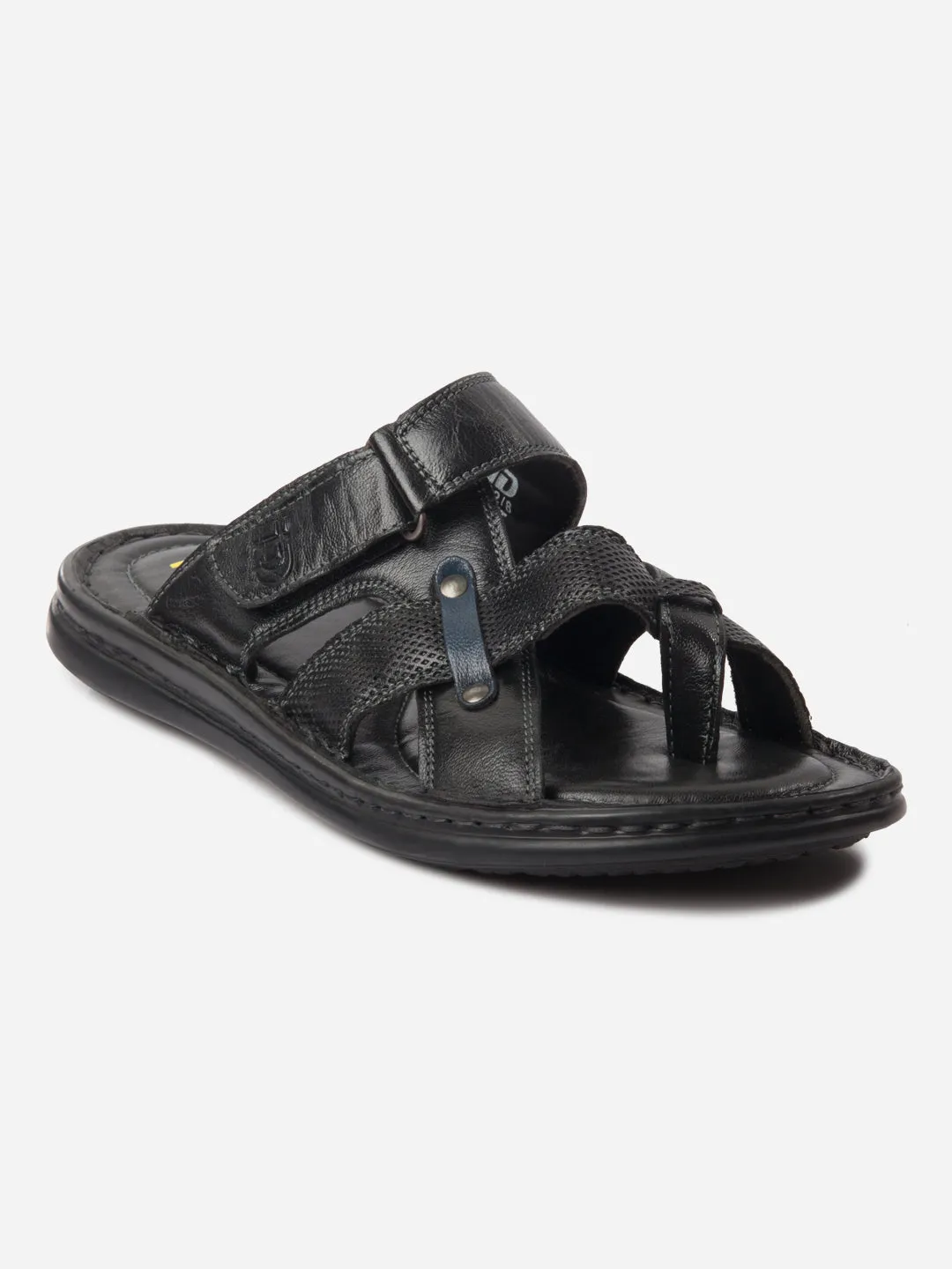 Strong Grip Men's Black Cross Strap Sandals (ID4151)