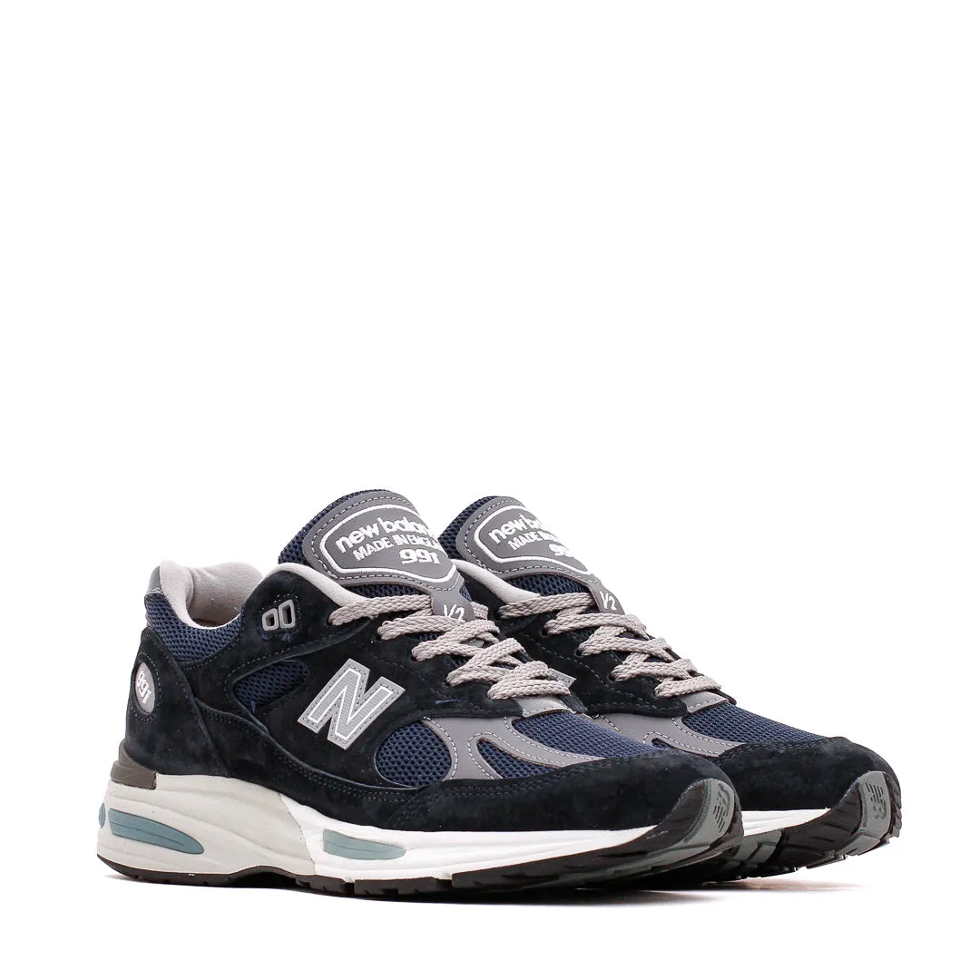 New Balance Unisex 991v2 Dark Navy Made In UK U991NV2 synthetic leather Bright tone
