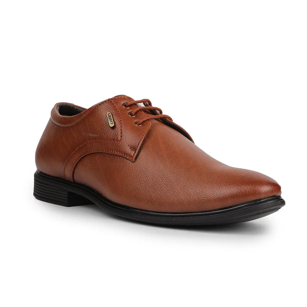 Fortune Tan Formal Lacing Derby Shoes For Men HOL-130E By Liberty Matte Finish Winter Ready