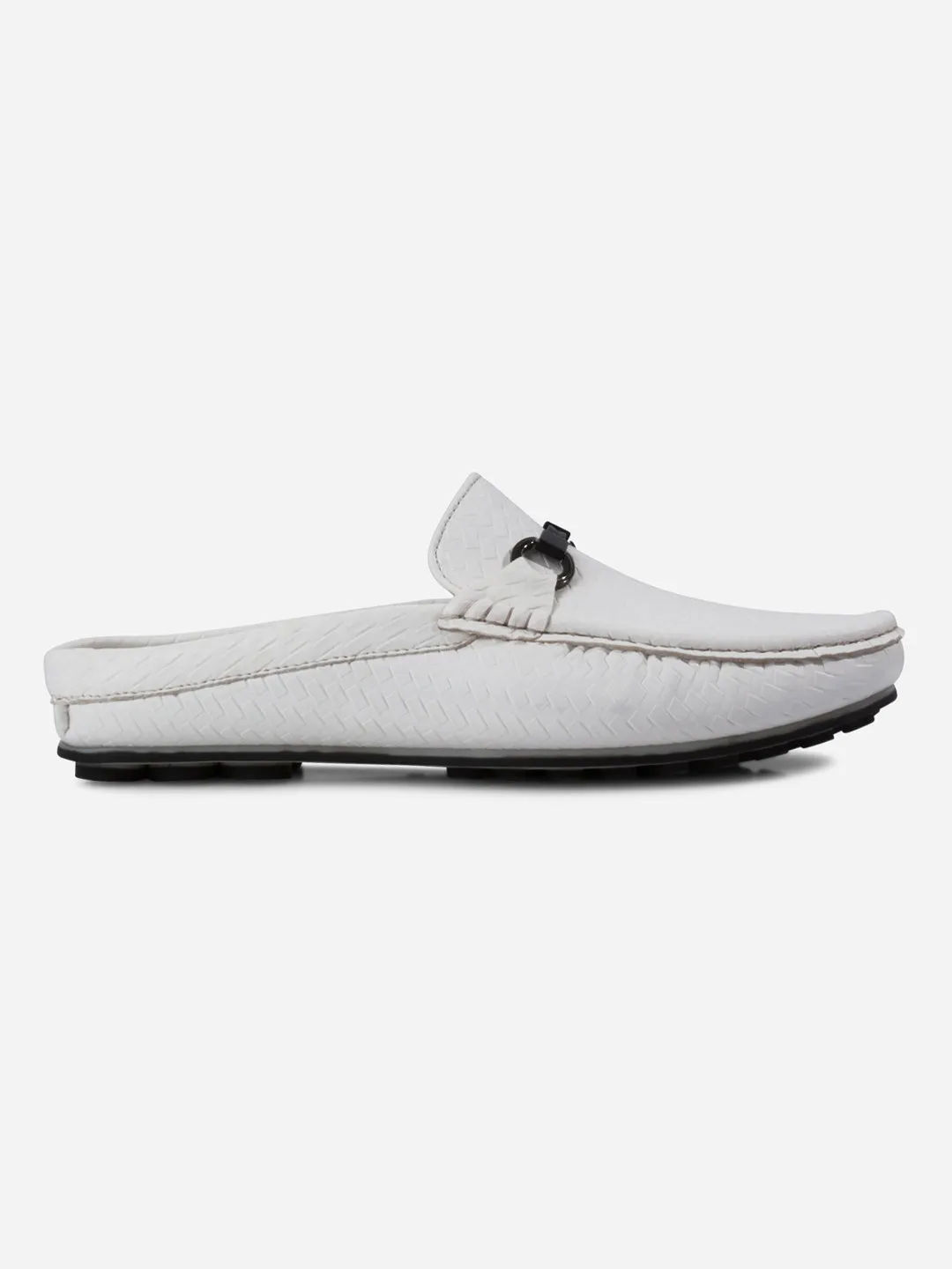 Ergonomic Wellness Seekers Men's White Moc Toe Buckle Mule (IX4112)