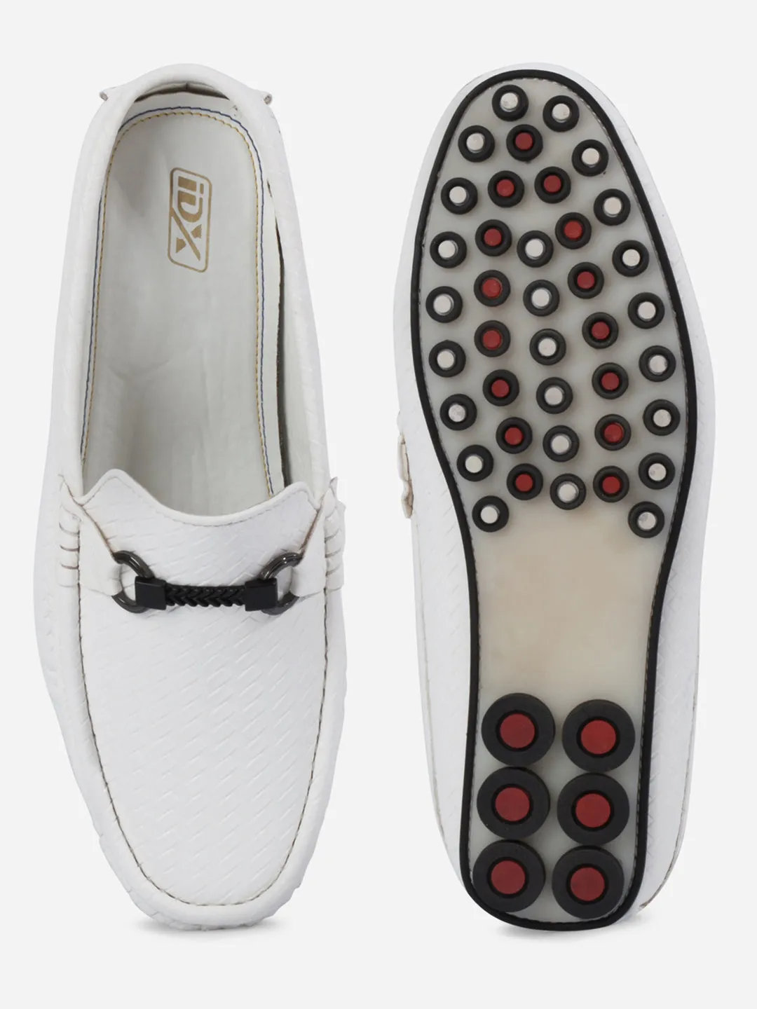 Slip Resistant Modern Commuters Men's White Moc Toe Buckle Mule (IX4112)