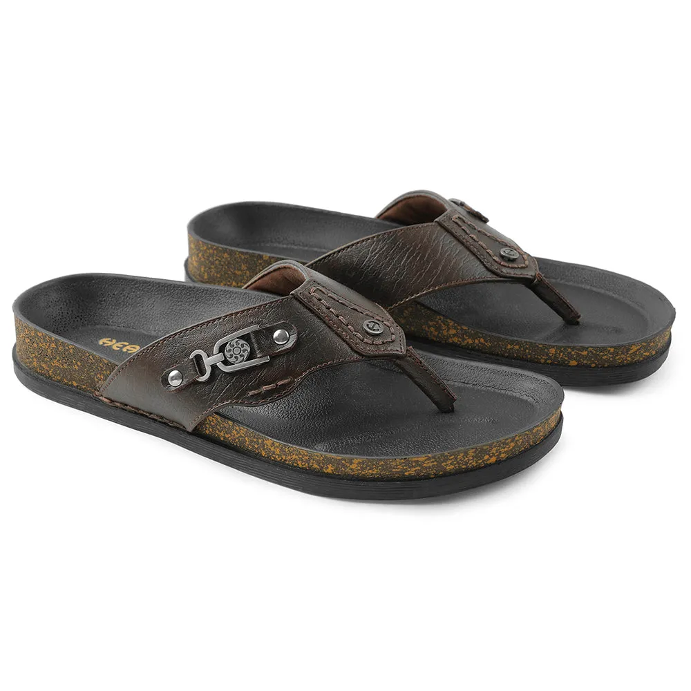 Healers Brown Casual Slipper For Men CSS-28E By Liberty Stretch Fabric Travel Light Molded Insole