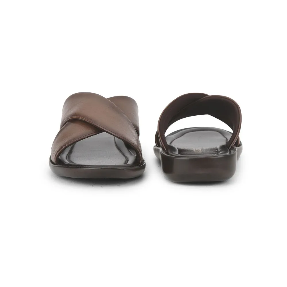 Coolers Tan Casual Slippers For Men CROSS-1E By Liberty Synthetic