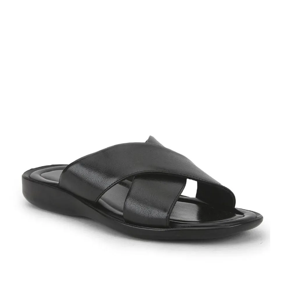 Coolers Black Casual Slippers For Men CROSS-1E By Liberty Padded Tongue Mesh Breath