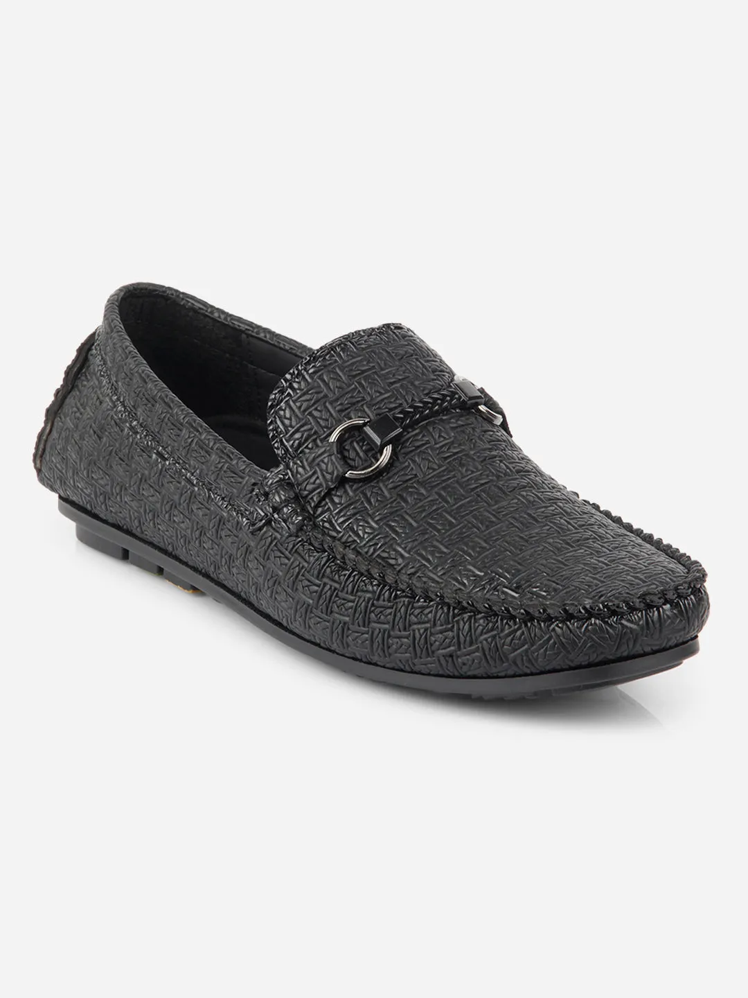 Waterproof Outdoor Travel Men's Black Saddle Trim Loafer (IX4104)
