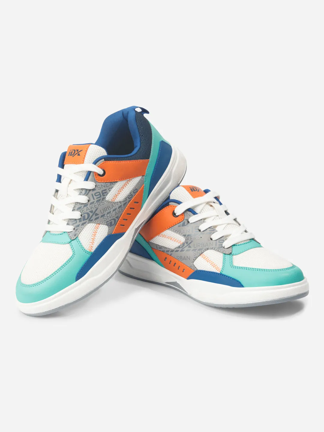 No Squeeze Anti Torsion System Men's Colourblocked Sea Green Lace Up Sneakers (IX6015)