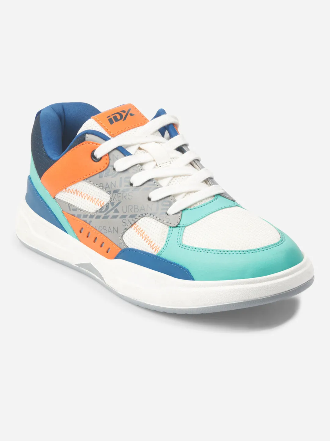 Quick Slip Men's Colourblocked Sea Green Lace Up Sneakers (IX6015)