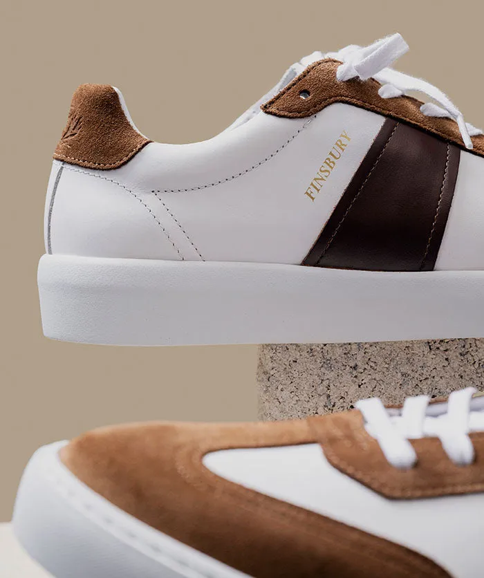 Sneakers LEO Blanc et Marron Ground Feel