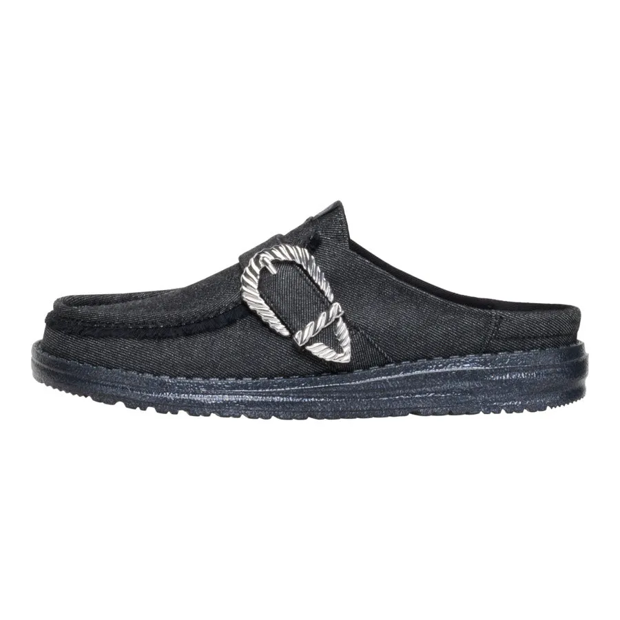 Wendy Slip Buckle Denim - Black/Black Sweat Resistant Frequent Travelers