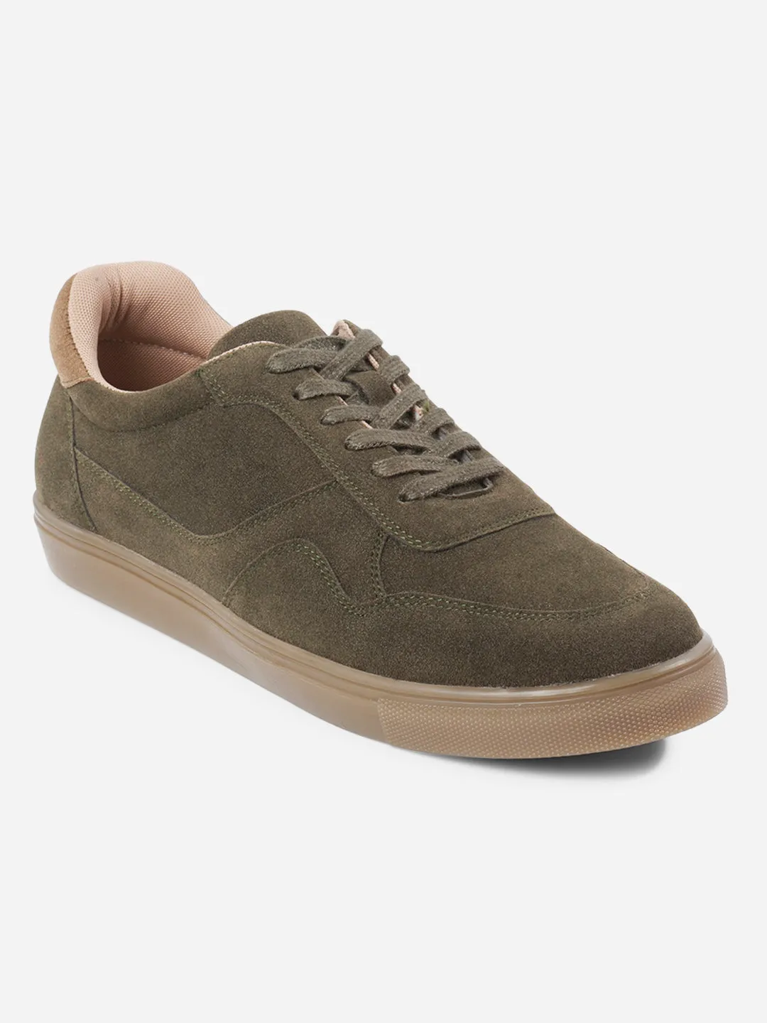 Video Look Men's Olive Suede Smart Casual Lace Up (IX2147)
