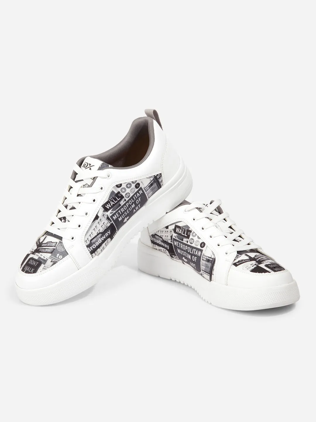 Men's White Graphic Print Sneakers IX6019 Hypergrip Technology Compression Fit