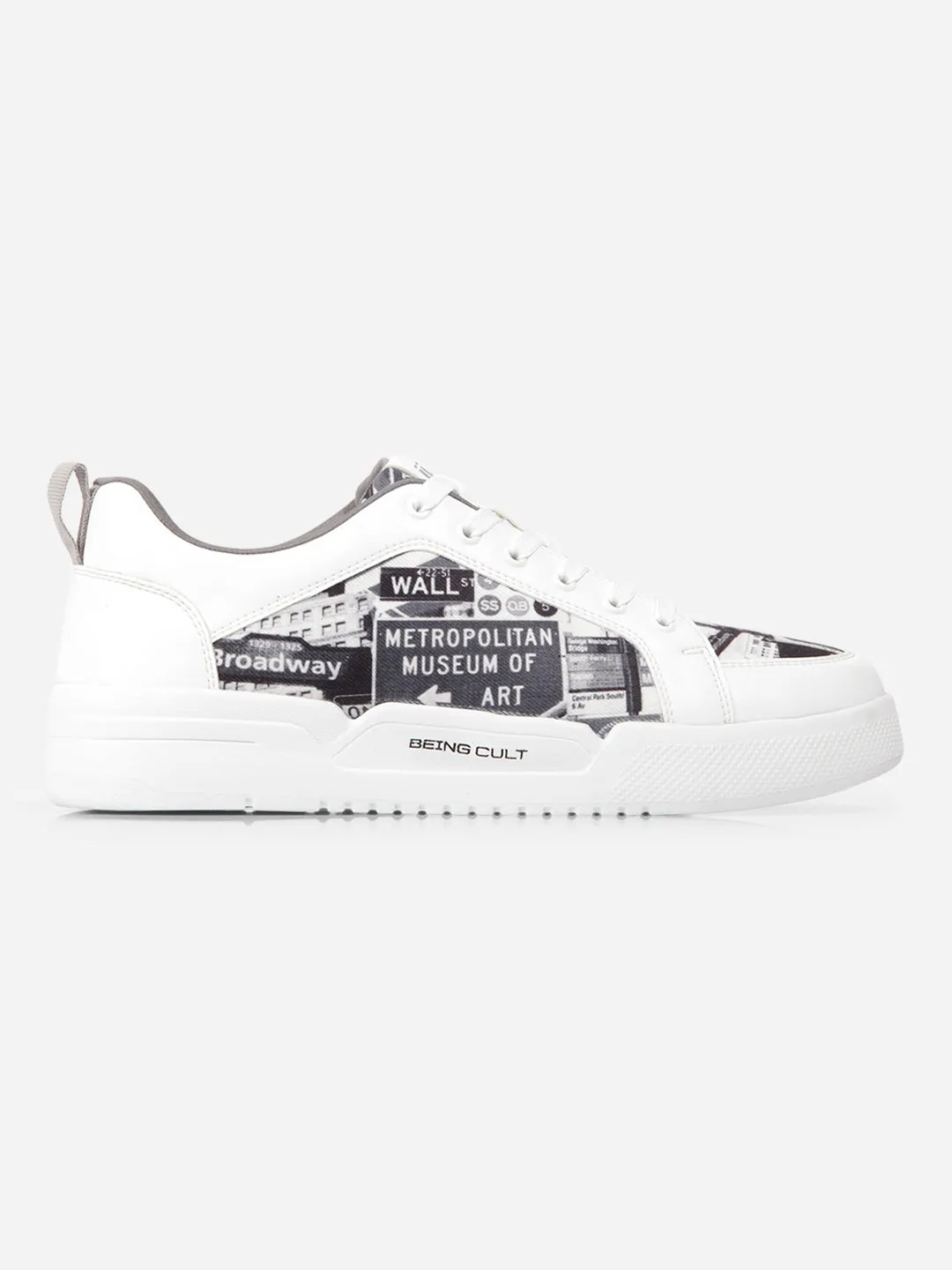 Leather Sculpted comfort Men's White Graphic Print Sneakers IX6019