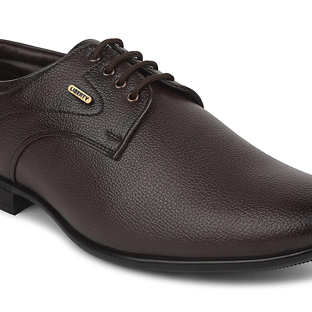 Elegant Touch Formal Wear Fortune Brown Formal Lacing Derby Shoes For Men UVL-131 By Liberty