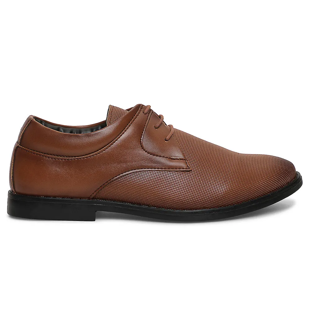 Healers Tan Formal Lacing Derby Shoes For Men DERBO-10E By Liberty Marriage Look