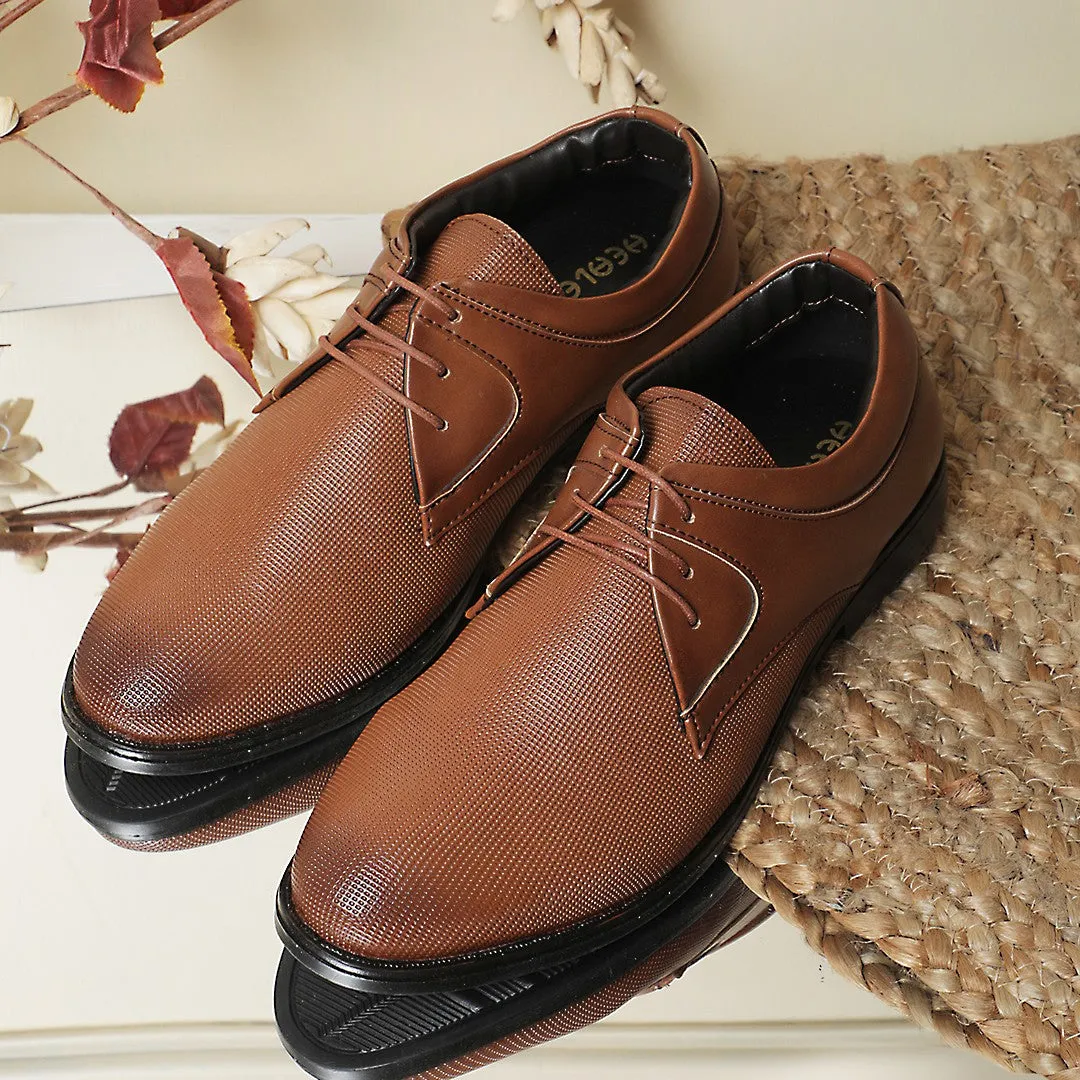 Bride Pair Rubber Sole Healers Tan Formal Lacing Derby Shoes For Men DERBO-10E By Liberty