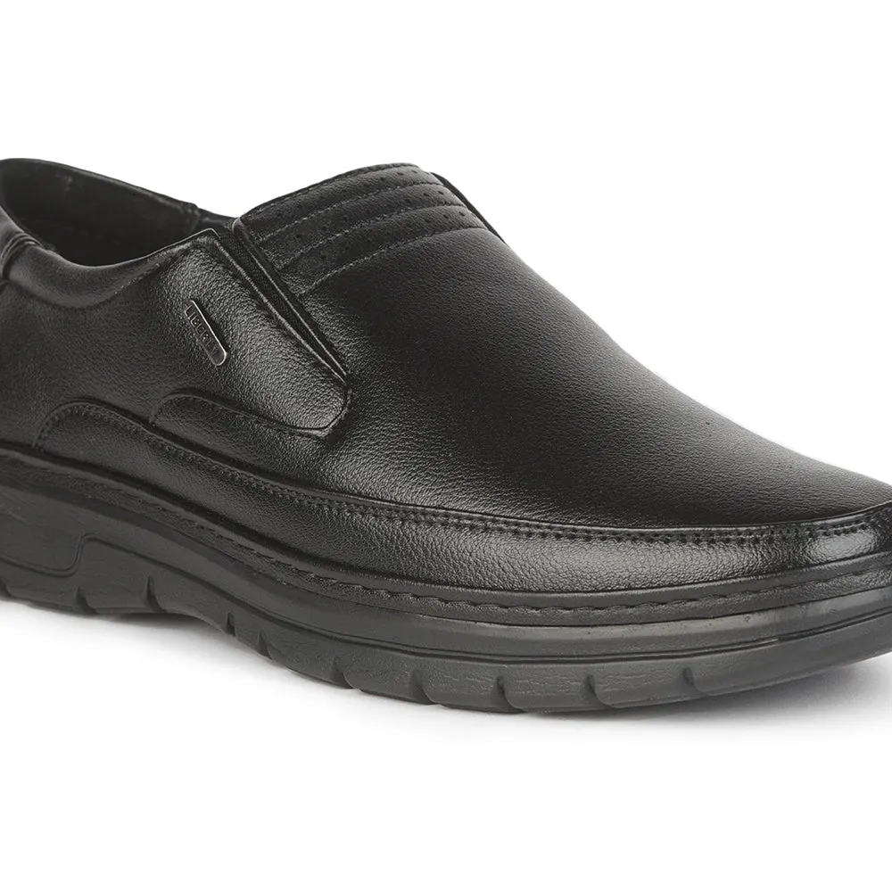 Soft Heel Romantic Fit Fortune (Black) Formal Slip on Shoes For Men ER-34 By Liberty