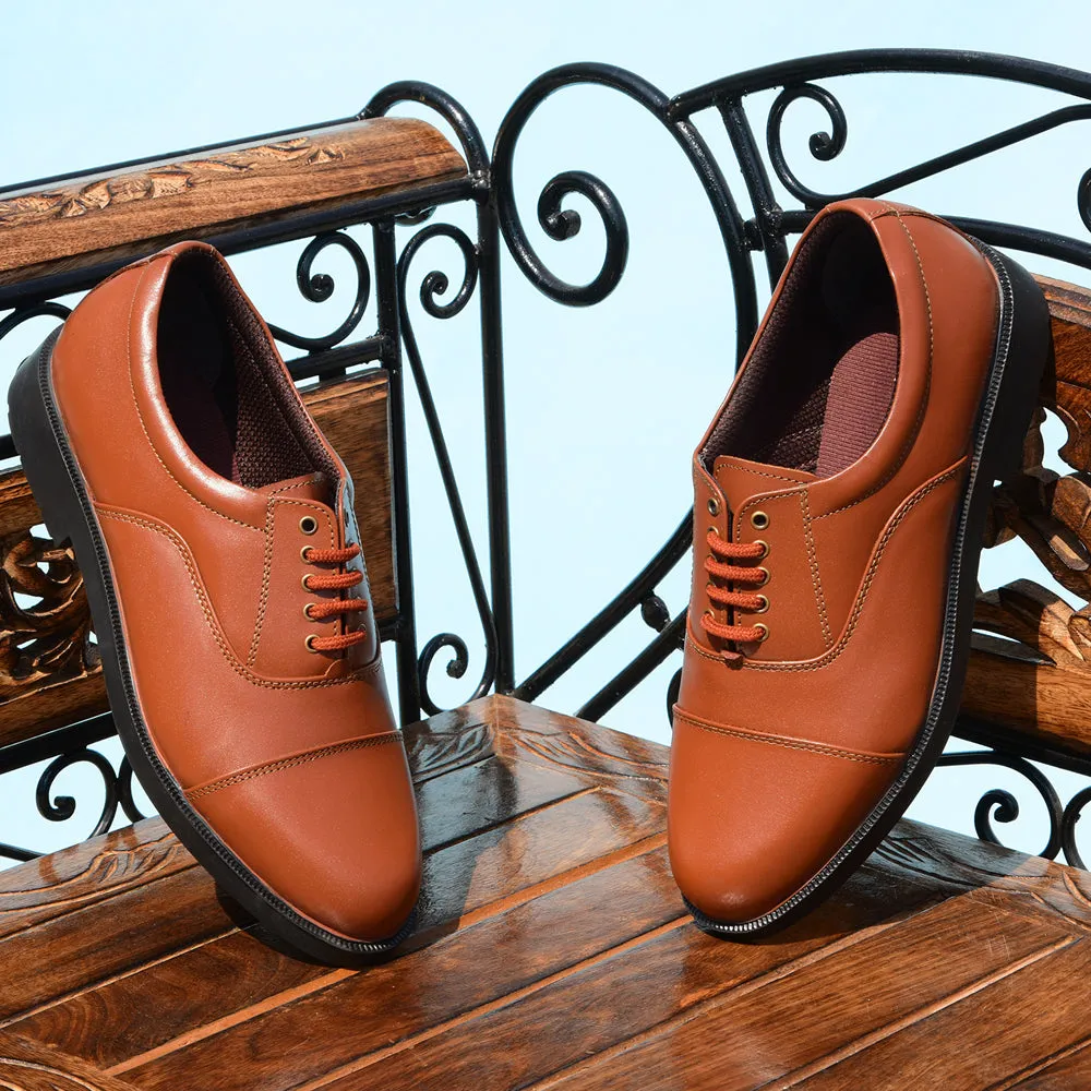 High-Quality Leather Matte Edge Prefect Formal Lace Up Shoes Men (TAN) 5238-219B By Liberty