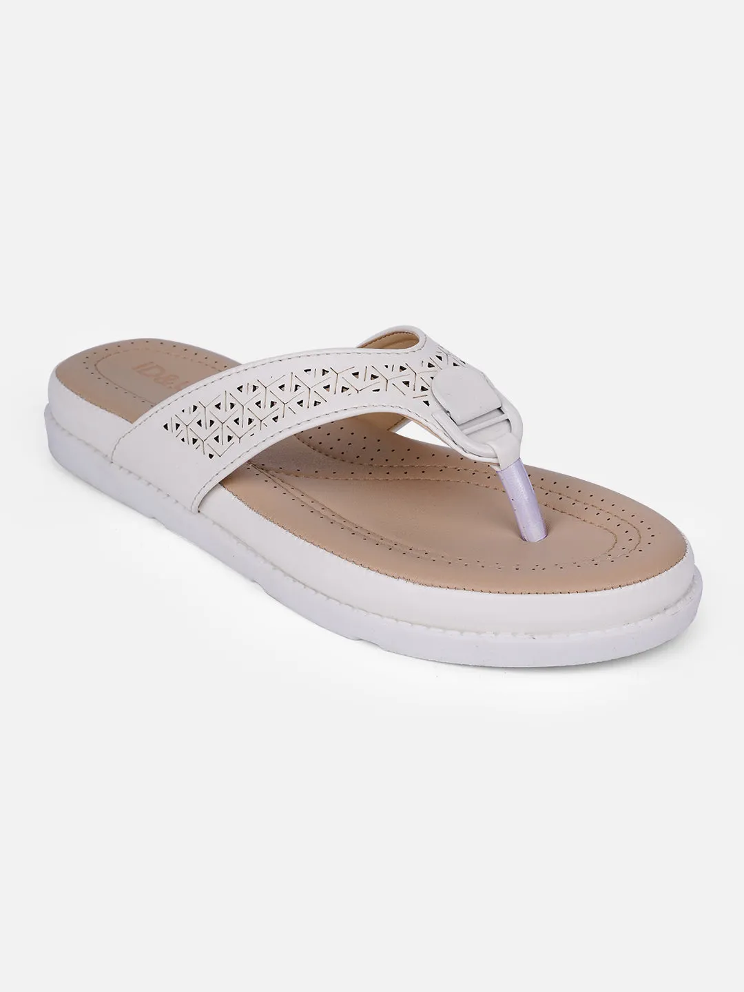 Women's White Thong Sandals (IU6014) Relax Beach Footwear TPU Outsole