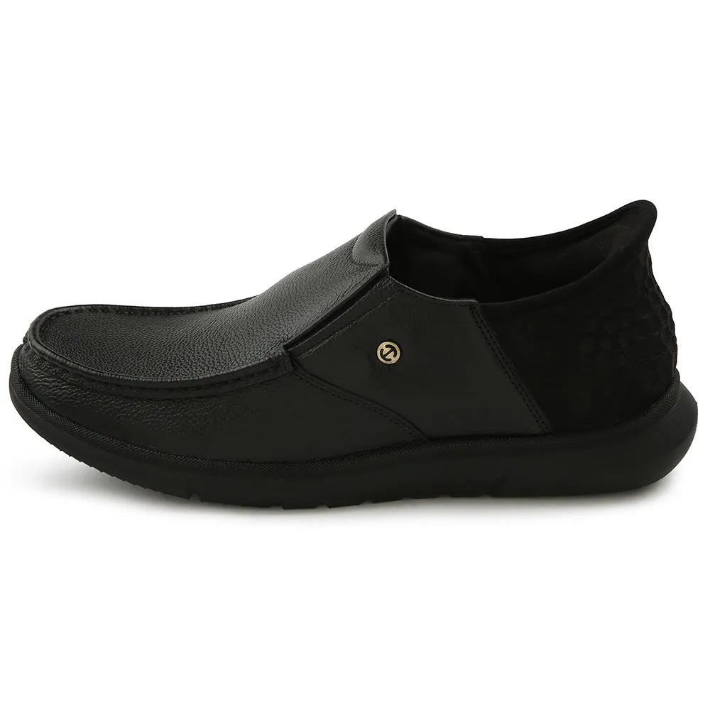 Rain Resistant Patent Finish Healers Black Formal Non Lacing Moccasin For Men S201-02 By Liberty