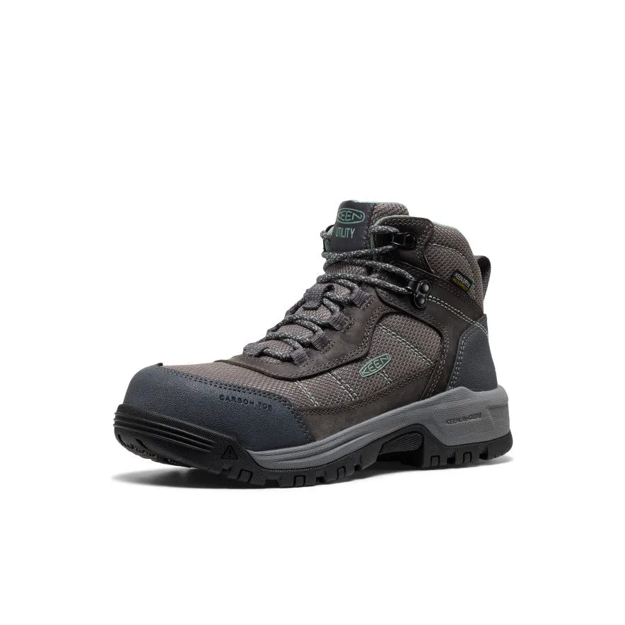 Comfortable Arch Adjustable Laces Women's Skokie Waterproof Work Boot (Carbon Toe)  |  Magnet/Black