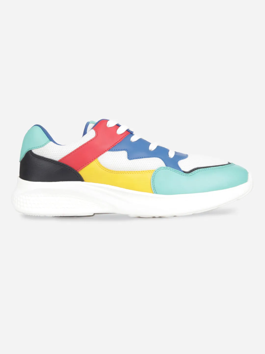 Ultra Low Profile Non Slip Traction Men's Colourblocked Lace Up Sneakers (IX7136)