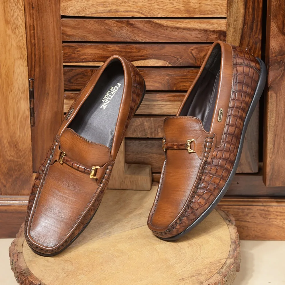 Soft Material Easy Slip Fortune Tan Casual Non Lacing Shoes For Men OSL19 By Liberty