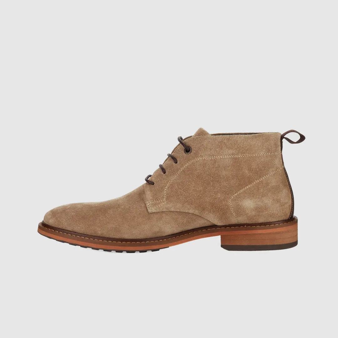 Smooth Surface Clapton Lace Up Boots Beige Suede