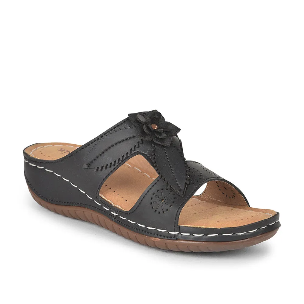 All Terrain Health Focused Canvas Senorita Casual (Black) Slippers For Women LAF-755 By Liberty