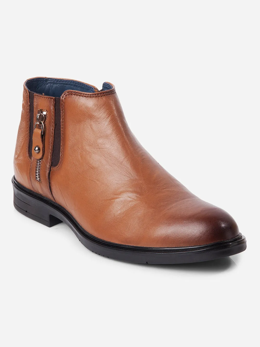Men's Tan Round Toe Casual Slip On Boots (ID2273) Denim Cool Night Out