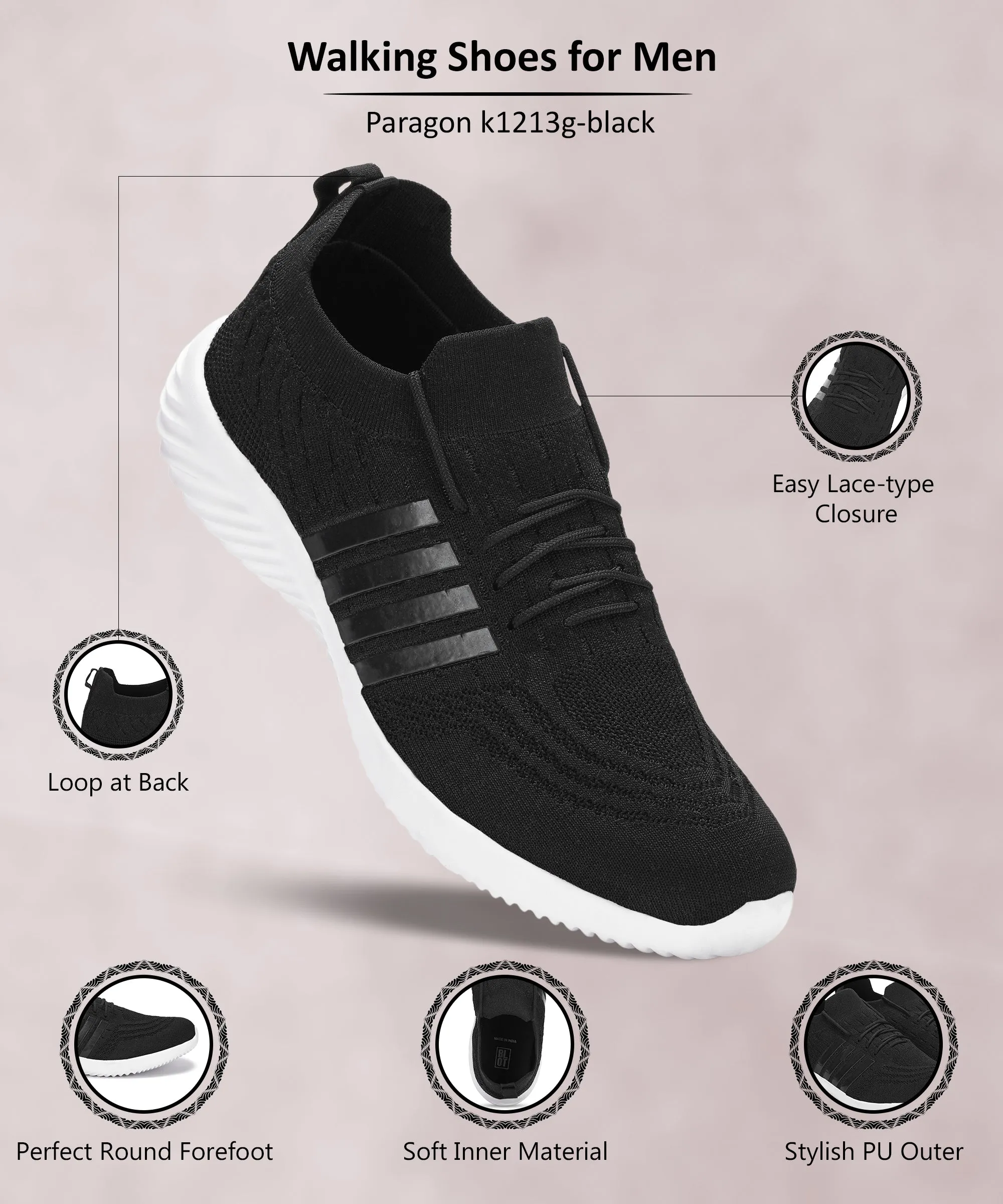 Flexible Sole Paragon  K1213G Men Walking, Running, Training, Cricket, Gym, Sports Shoes | Athletic Shoes with Comfortable Cushioned Sole for Daily Outdoor Use