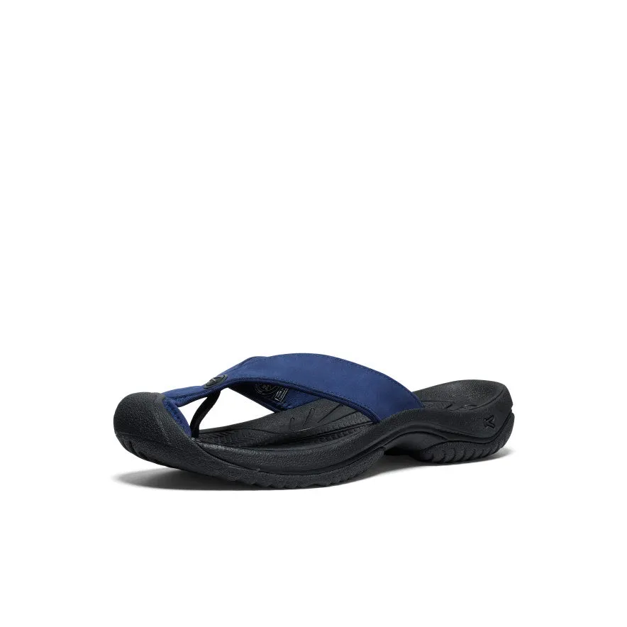 Run Ready Men's Waimea Leather Flip-Flop  |  Naval Academy/Black