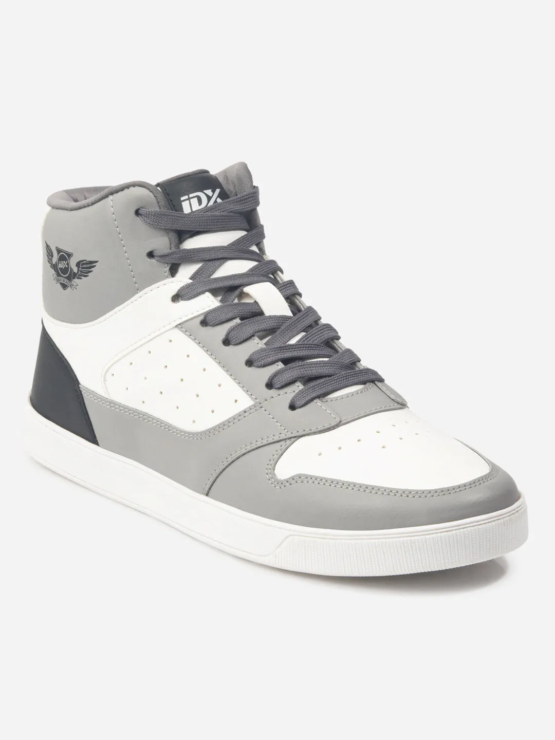 Dynamic response Men's Grey White Ankle Top Lace Up Sneakers (IX6014)