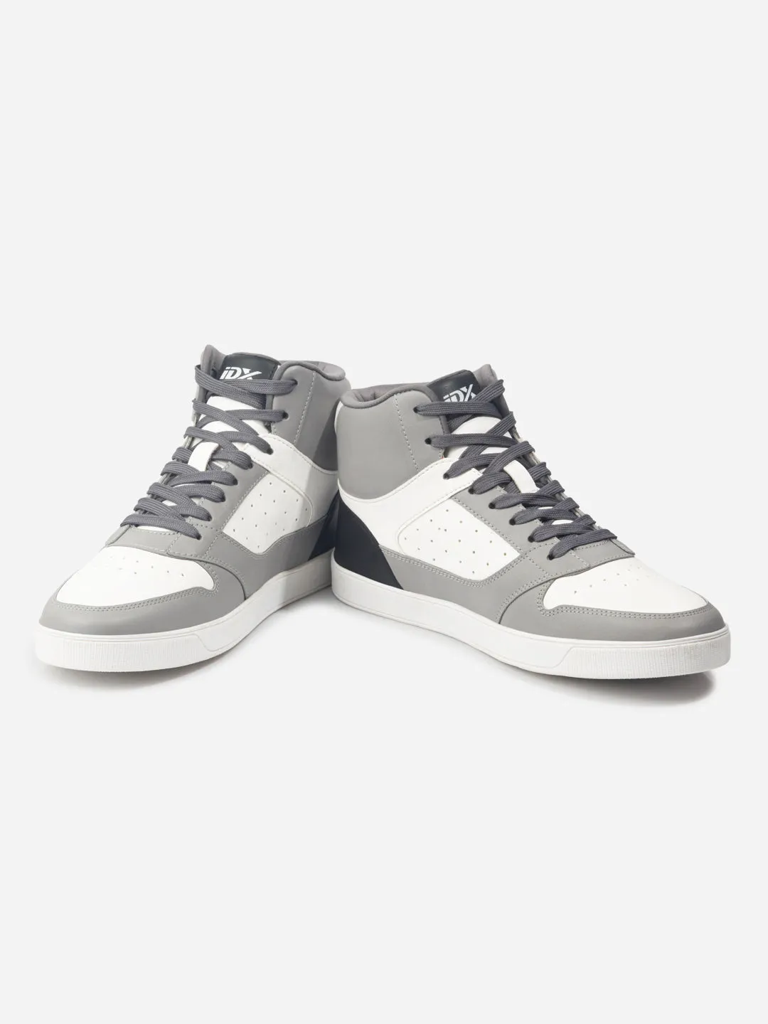 Active Schedule Dynamic Flex Zones Men's Grey White Ankle Top Lace Up Sneakers (IX6014)
