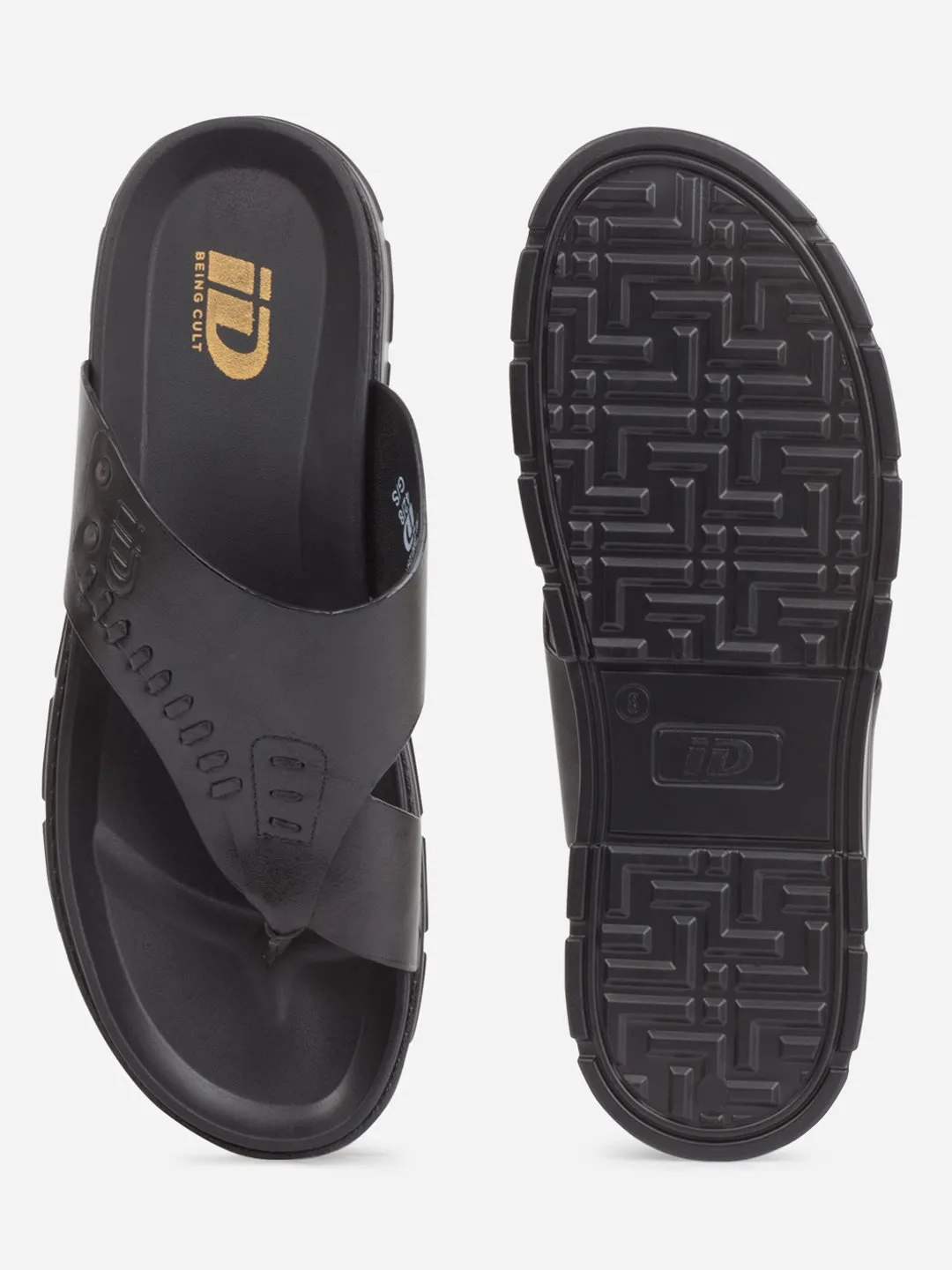 Swift Path Bold Neon Men's Black Smart Casual Thong Sandal (ID4245)
