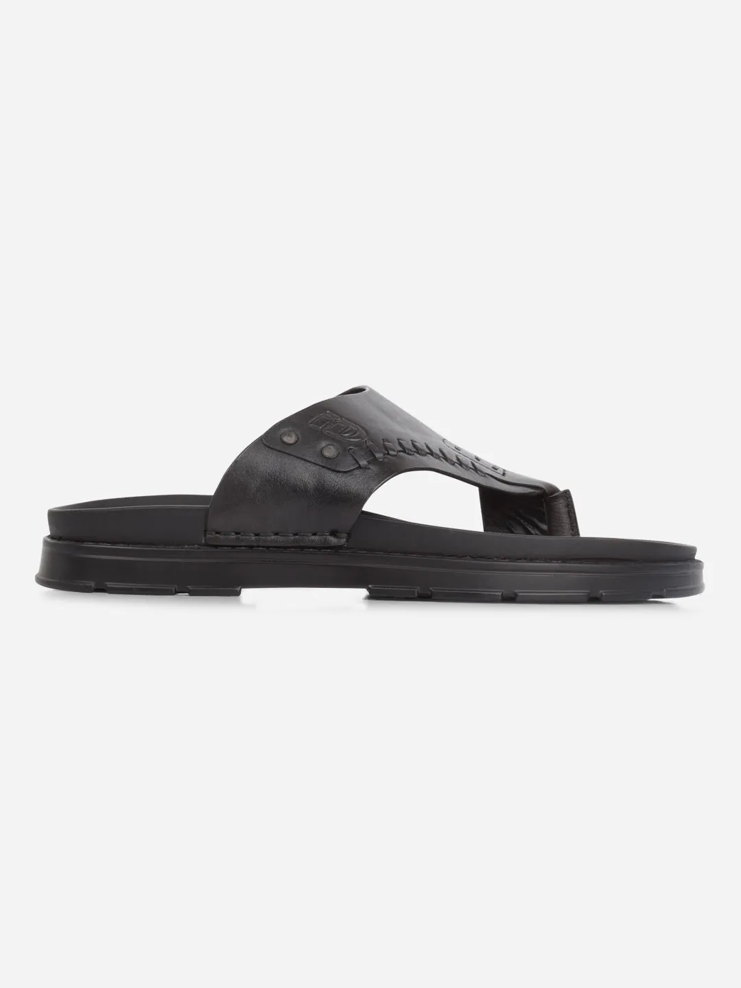 High Top Street Edge Men's Black Smart Casual Thong Sandal (ID4245)