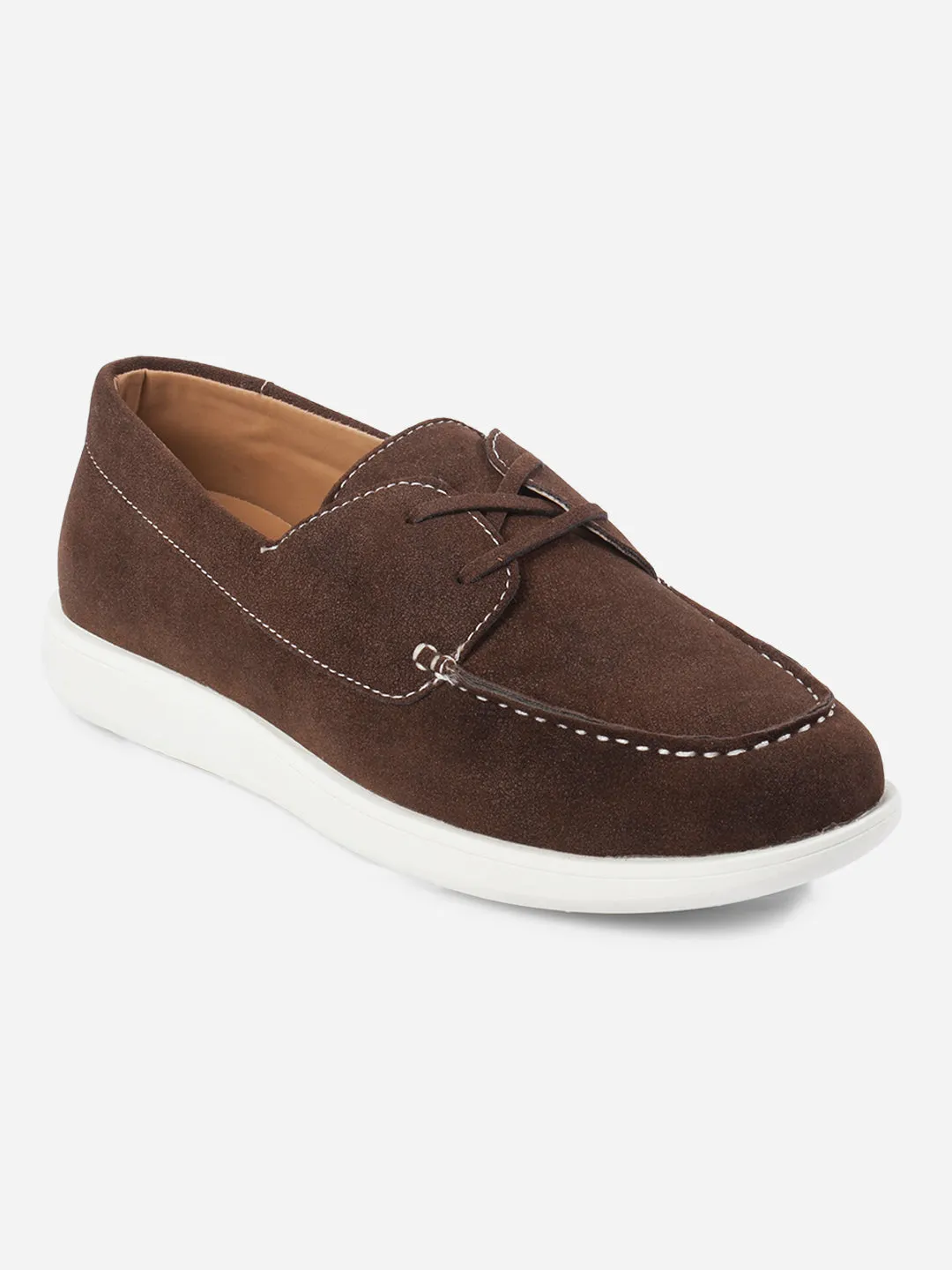 Men's Brown Suede Finish Casual Lace Up (IX2151) Memory Foam Casual Wear