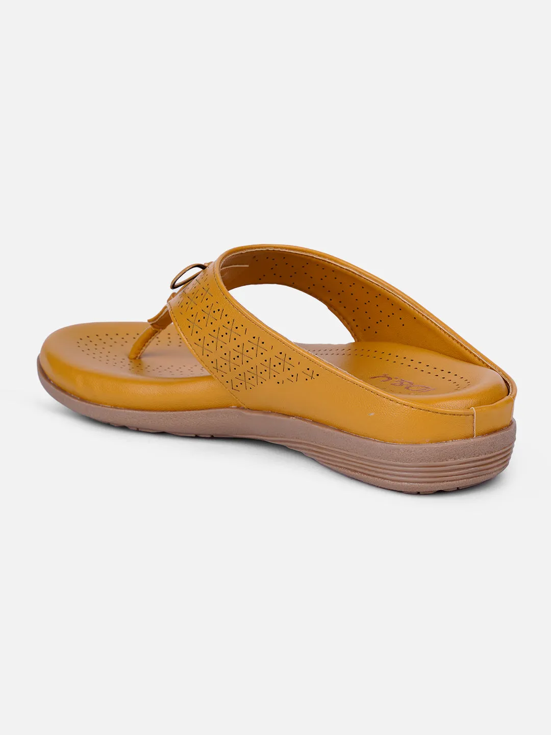 Cozy Slip Footwear Outdoor Ready Design Women's Mustard Thong Sandals (IU6010)