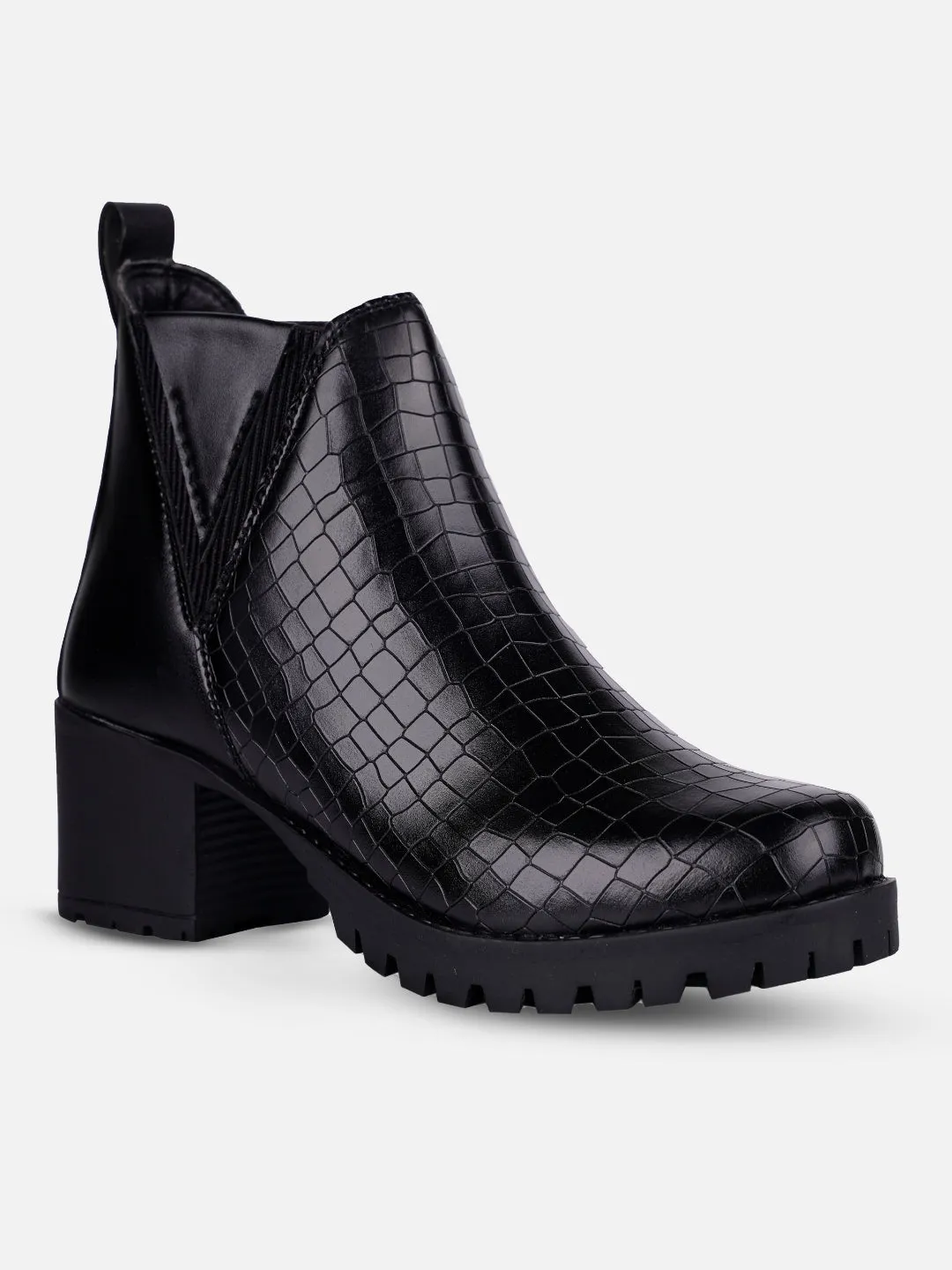 Multi Terrain Travel Friendly Women's Black Casual Boots (IU5004)