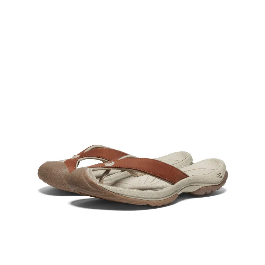 Comfortable Upper Women's Waimea Leather Flip-Flop  |  Sorrel Horse/Plaza Taupe