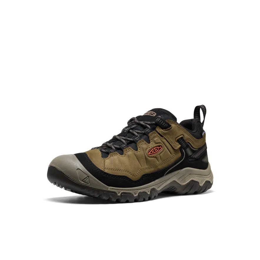 Padded collar Love Glow Men's Targhee IV Waterproof Hiking Shoe  |  Dark Olive/Gold Flame