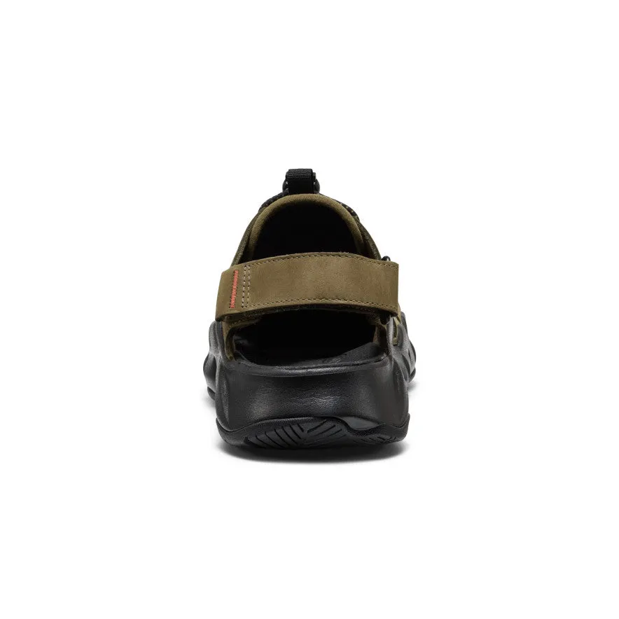 Durable Rubber Men's Hyperport Fisherman Leather Sandal  |  Dark Olive/Black