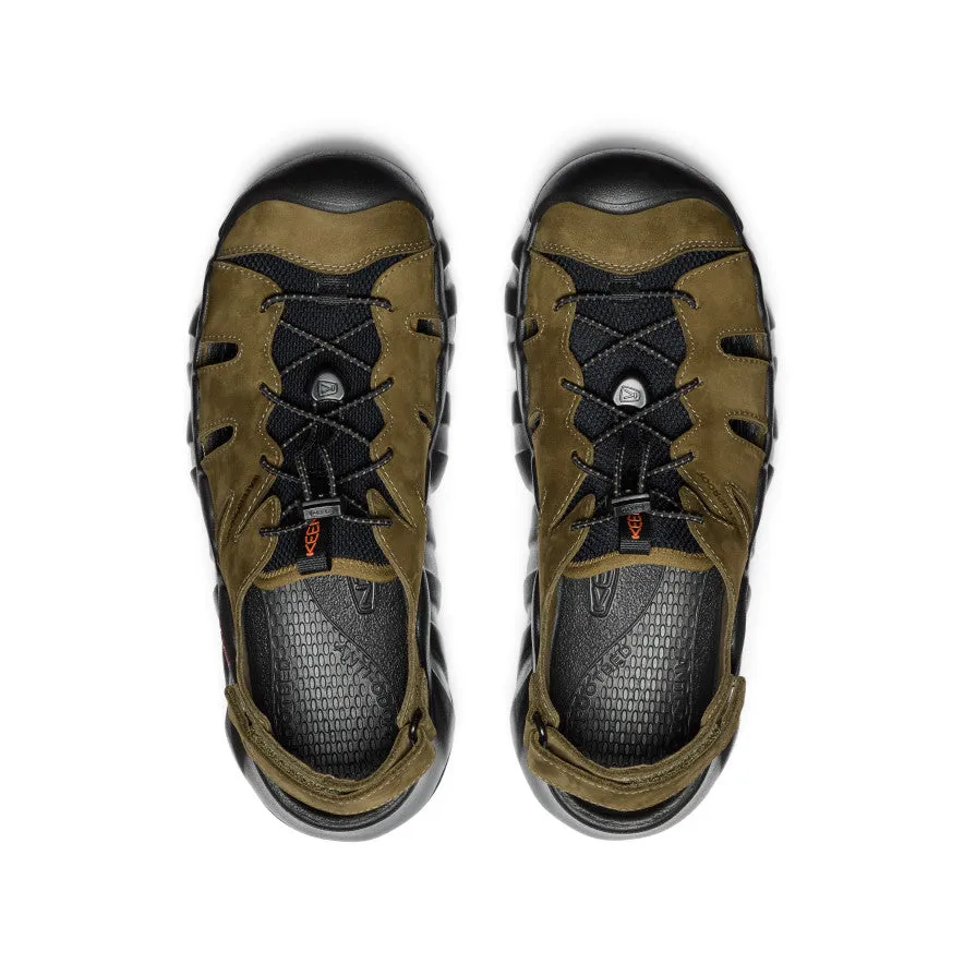 Men's Hyperport Fisherman Leather Sandal  |  Dark Olive/Black Motion Style Urban Fit