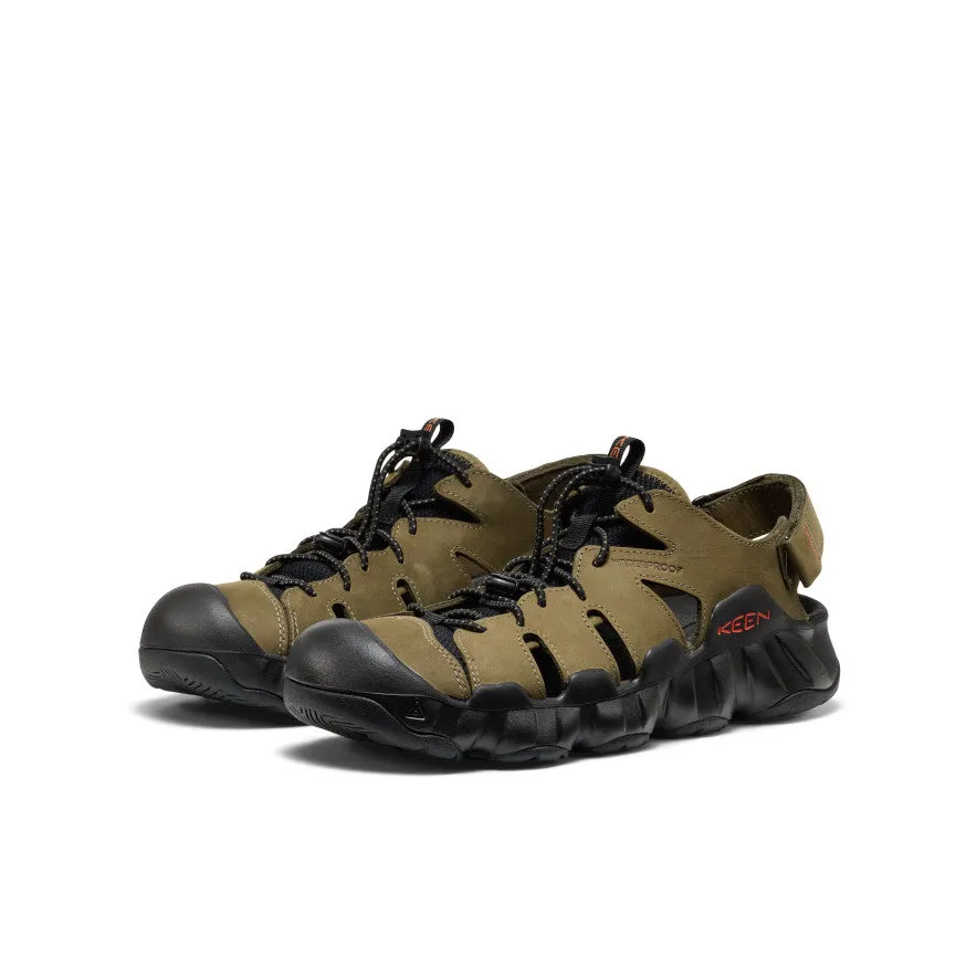 Comfy And Trendy Breathability Men's Hyperport Fisherman Leather Sandal  |  Dark Olive/Black