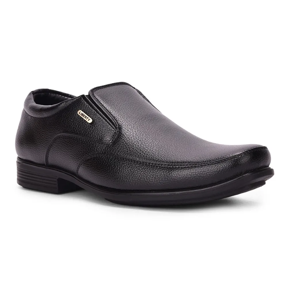 Fortune Black Formal Slip on Shoes For Men UVL-34 By Liberty Metal Accents