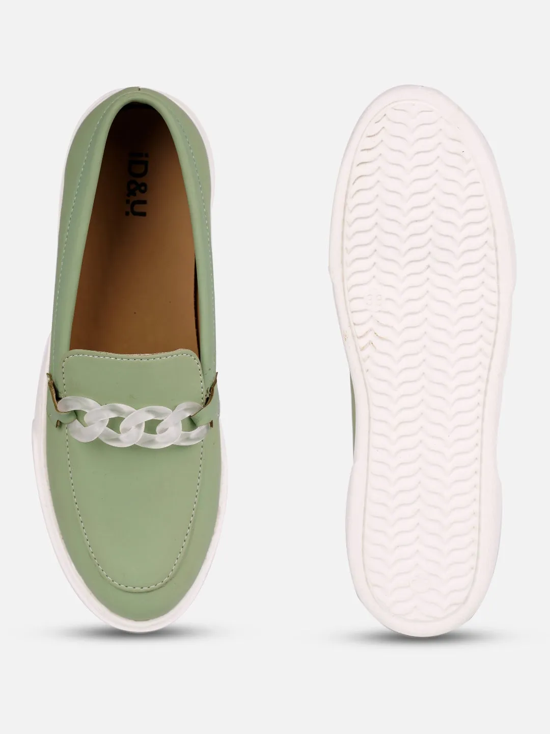 Flexible form Elastic Cuff Women's Green Casual Slip On (IU1019)