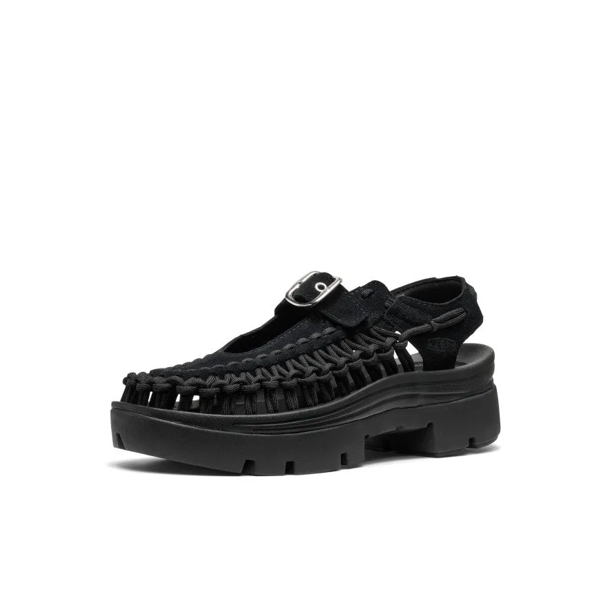 All Gender UNEEK PLT Mary Jane Sneaker  |  Black/Black Comfort collar Relaxing Step