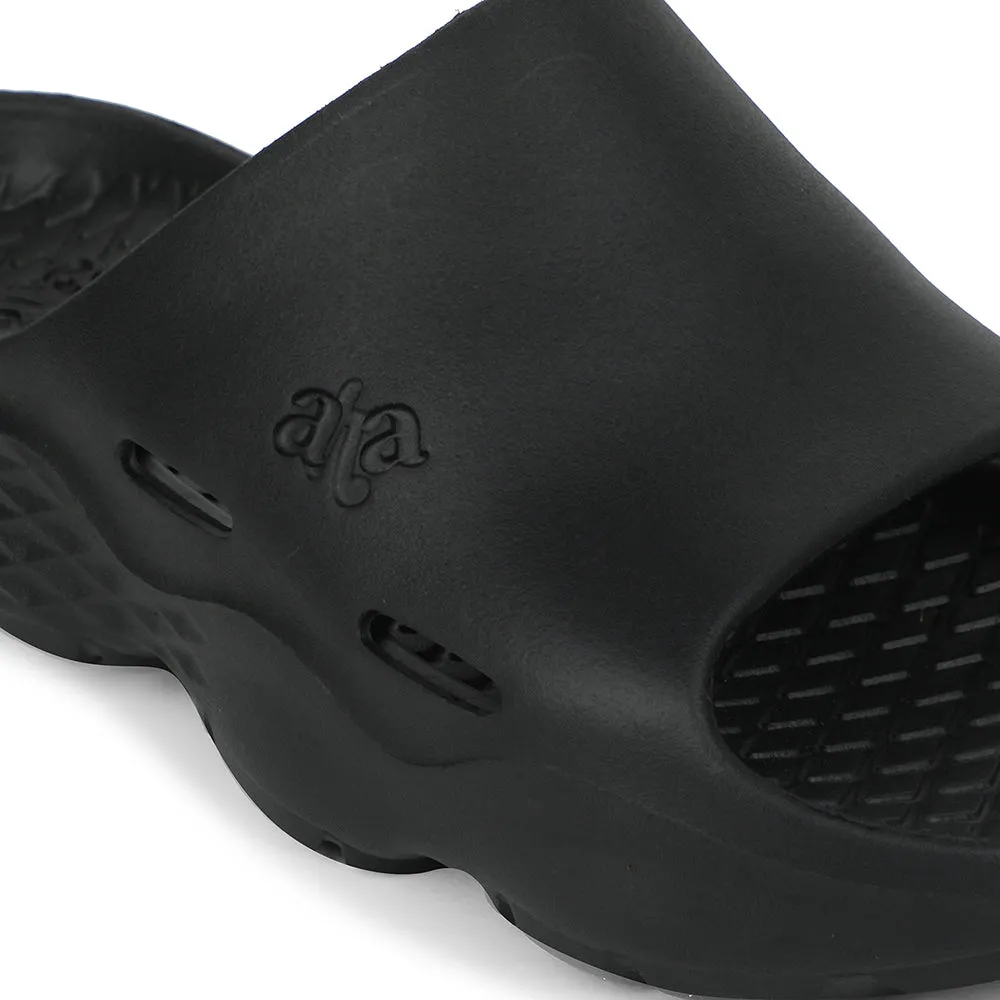 A-HA Black Casual Slipper For Men SOFTWALK By Liberty Long Wear