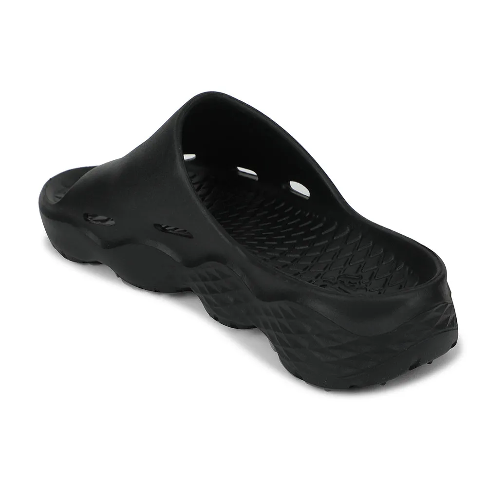 A-HA Black Casual Slipper For Men SOFTWALK By Liberty waterproof Narrow Fit