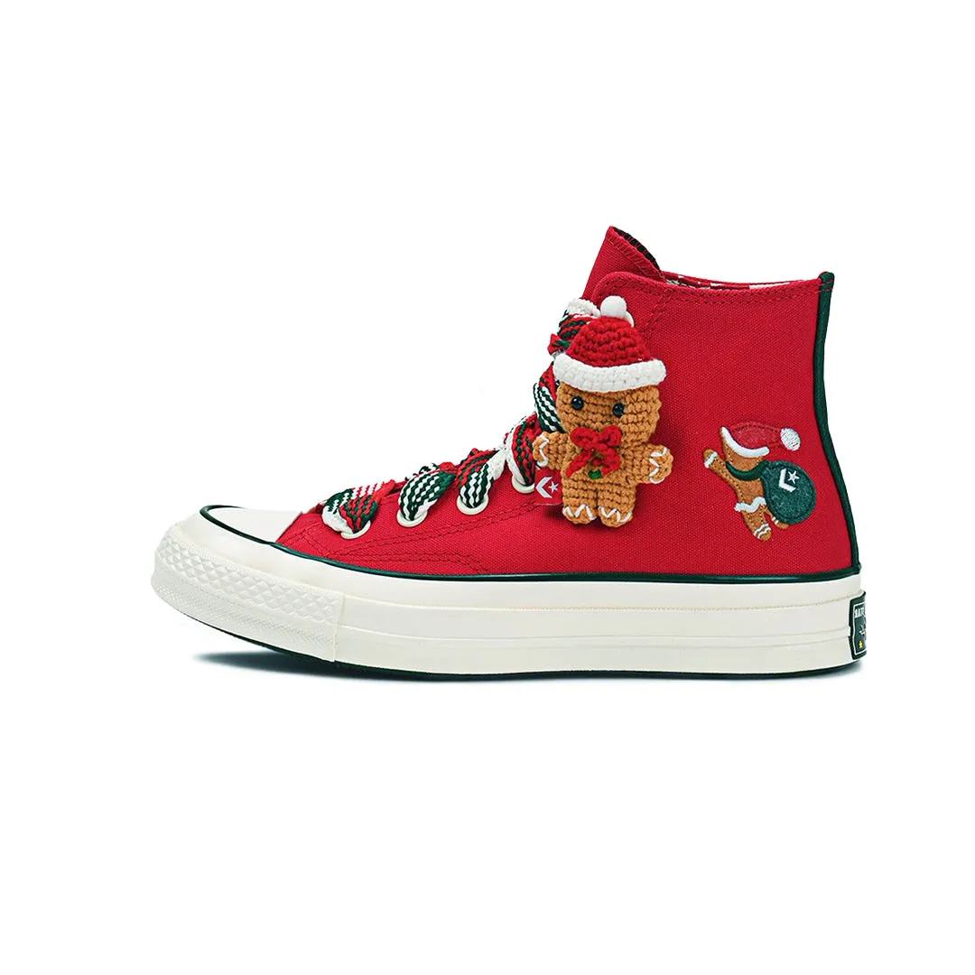 Supportive Core Active People Stone Glam Converse -  Unisex Chuck 70 X-Mas Gingerbread & Knit Sock High Top Shoes (A12454C)